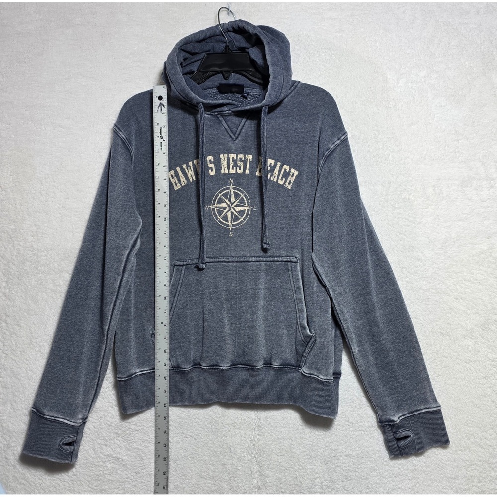 Ocean Beach Sportswear Hawks Nest Beach Acid Wash Compass Hoodie Blue Men's M - Picture 6 of 8